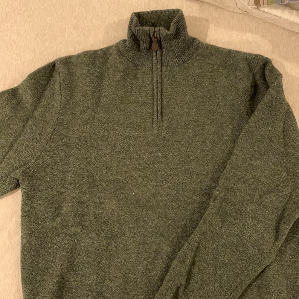 Men’s Brooks Brothers Heather Green Quarter-Zip Sweater - Size M